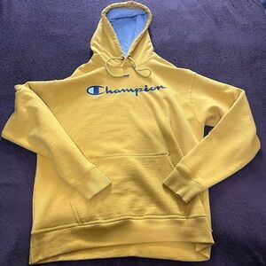 Unisex Large Warm Yellow Athletic Athleisure Loungewear Champion Hoodie